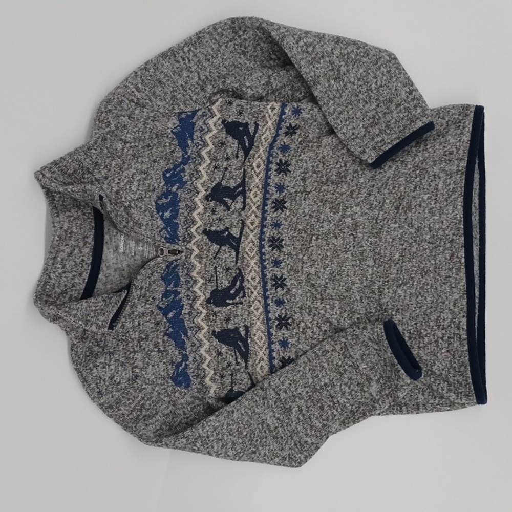 Sonoma Boys Quarter Zip Ski-Themed Long Sleeve Shirt (Size 5)